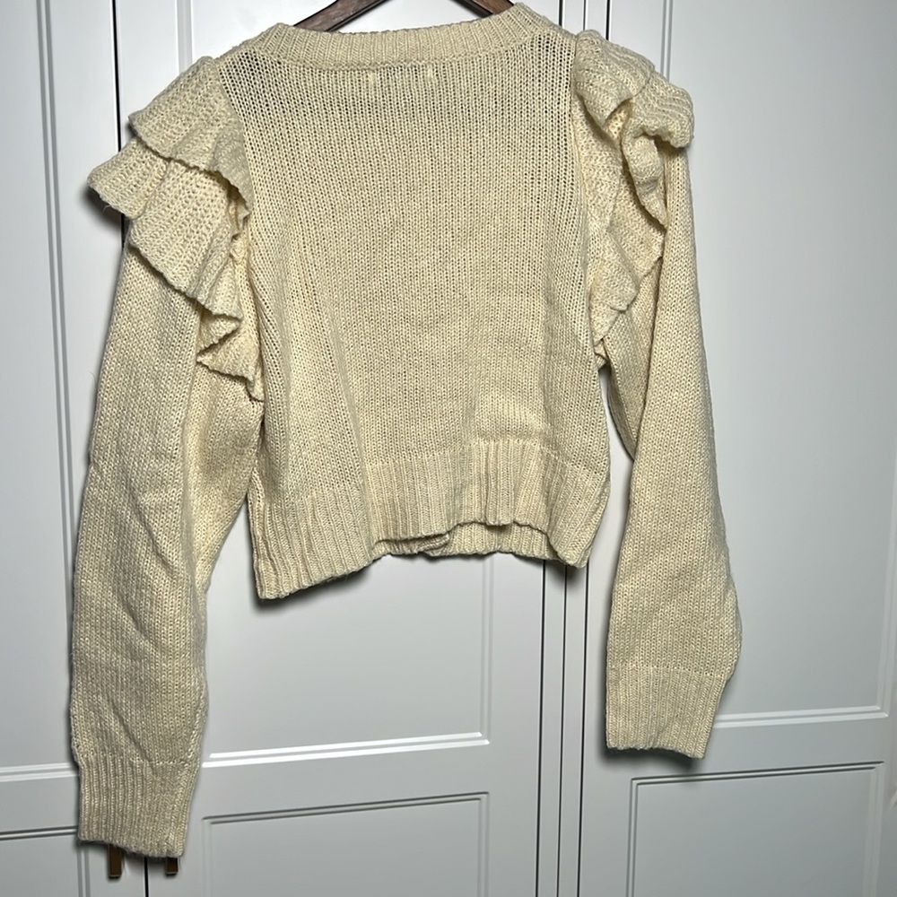 Emory Park Cream Ruffle Cardigan, medium - Picture 3 of 4
